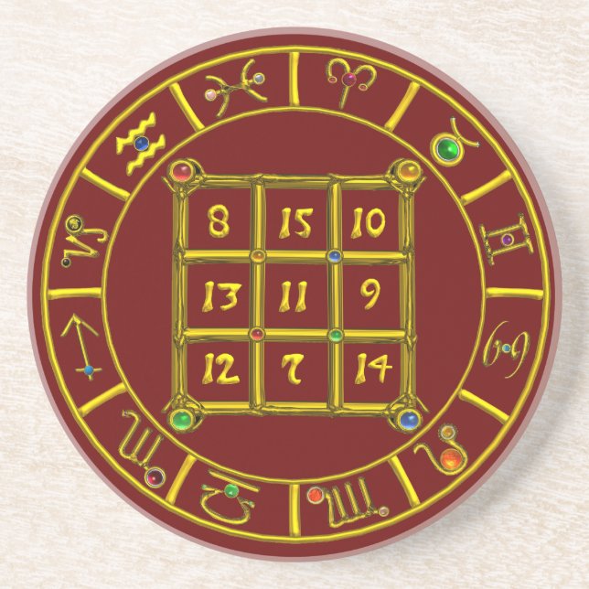 Posavasos CÓDIGO ASTRAL,MÁGIC SQUARE 33 Zodiac Astrology Cha (Frente)