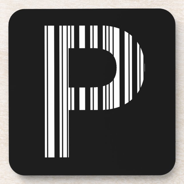 Posavasos CÓDIGO DE BARRAS DE LETRA P Patrón de código de ba (Frente)