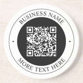Posavasos Código QR con nombre de empresa editable texto cir