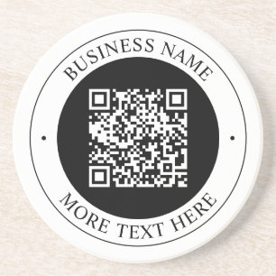 Posavasos Código QR con nombre de empresa editable texto cir
