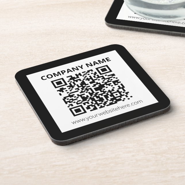 Posavasos Código QR editable y diseño personalizable simple (Lado Izquierdo)