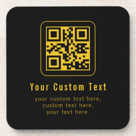 Posavasos Código QR editable y plantilla de texto | Negro y 