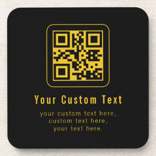 Posavasos Código QR editable y plantilla de texto   Negro y 