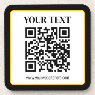 Posavasos Código QR empresarial con texto superior e inferio