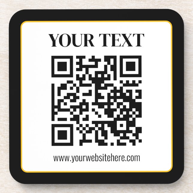 Posavasos Código QR empresarial con texto superior e inferio (Frente)
