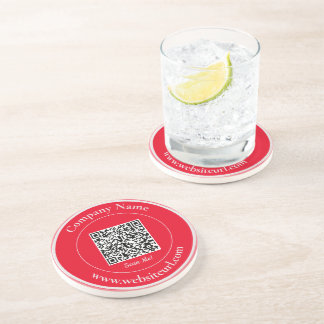 Posavasos Código QR Escaneo simple negrita rojo y blanco