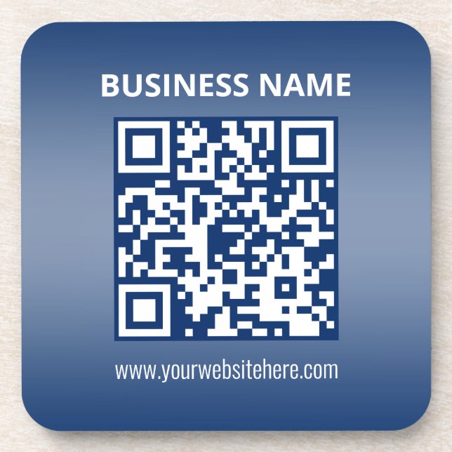 Posavasos Código QR | Gradiente azul (o de cualquier color) (Frente)