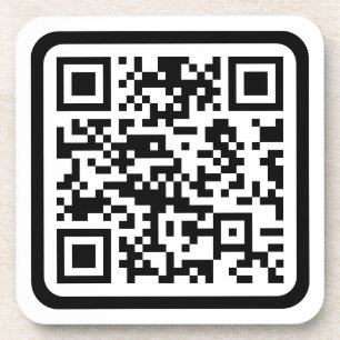 Posavasos Código QR moderno editable   Blanco negro o cualqu