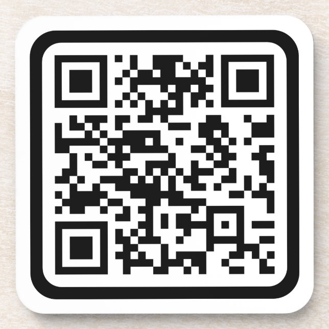 Posavasos Código QR moderno editable | Blanco negro o cualqu (Frente)