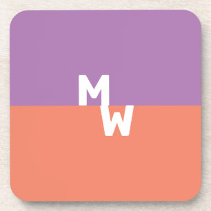 Posavasos Código QR Pastel Cuadrado de Monograma Minimalista