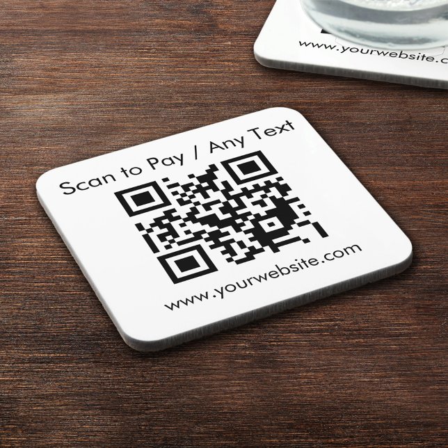Posavasos Código QR personalizado / Texto Corcho cuadrado bl (Subido por el creador)