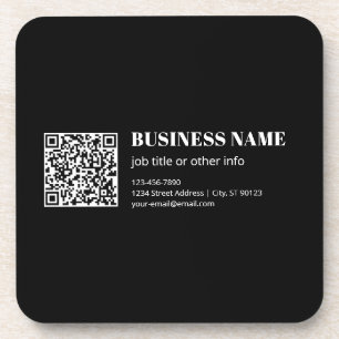 Posavasos Código QR personalizado y texto retro-moderno edit