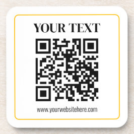 Posavasos Código QR y texto editables con borde de oro amari