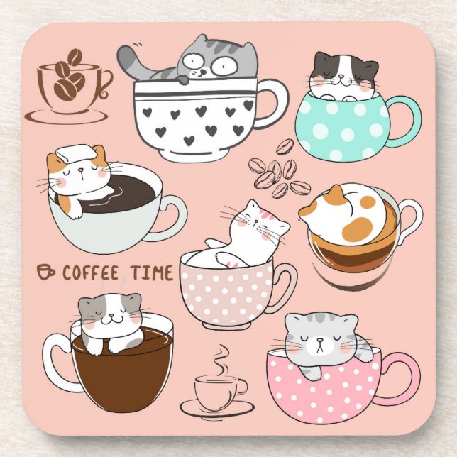 Posavasos Coffee Cats Funny (Frente)