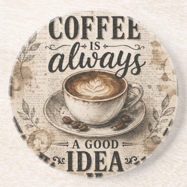 Posavasos Coffee Is Always a Good Idea  Rustic Café Decor (Frente)