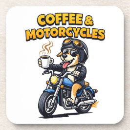 Posavasos Coffee & Motorcycles Dog Biker Artwork