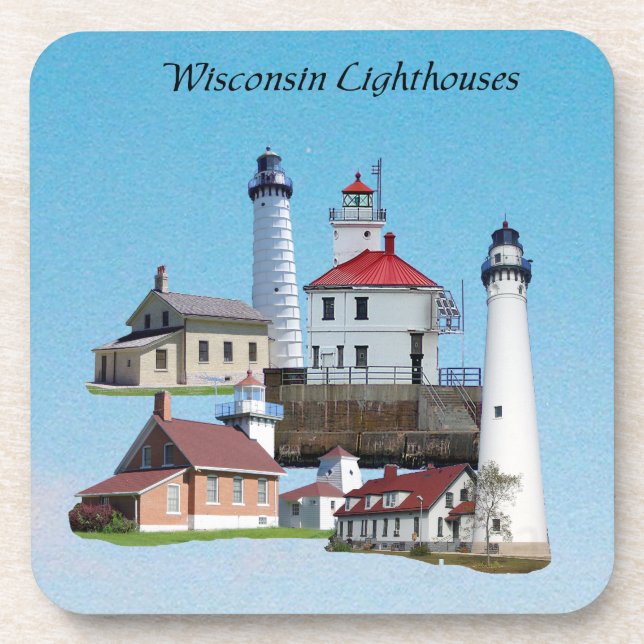 Posavasos Cofre de Wisconsin Lighthouses (Frente)