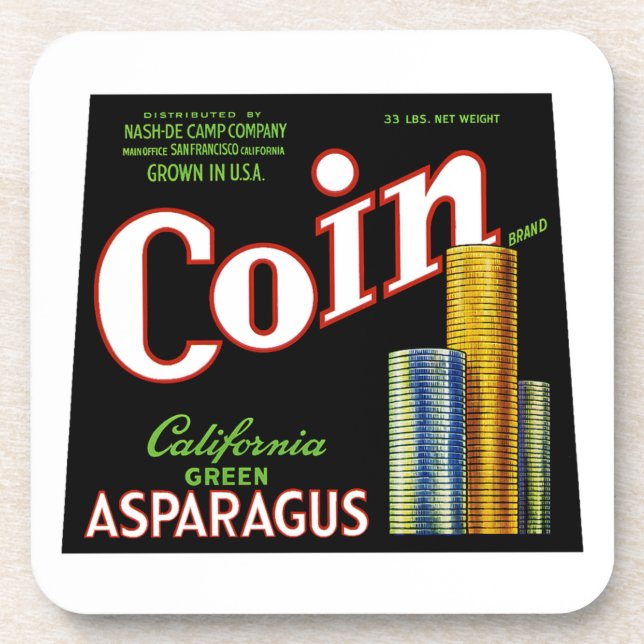 Posavasos Coin California Asparagus Label (Frente)