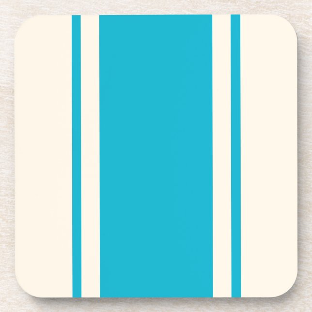 Posavasos Cojín de franja costera - Turquesa y crema (Frente)