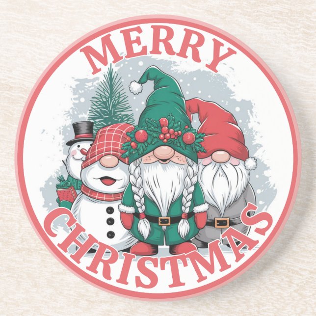 Posavasos Cojín de Gnomos de Navidad (Frente)