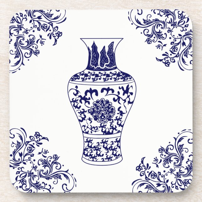 Posavasos Cojín decorativo Chinoiserie White and Blue Ginger (Frente)