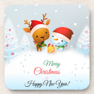 Posavasos Cojín decorativo de la tarjeta navideña Merry