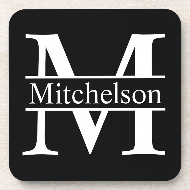 Posavasos Cojín negro monogramado (Frente)