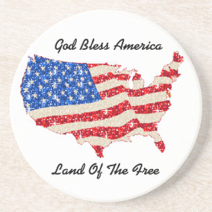 Posavasos Cojín USA Bandera Dios Bendiga América