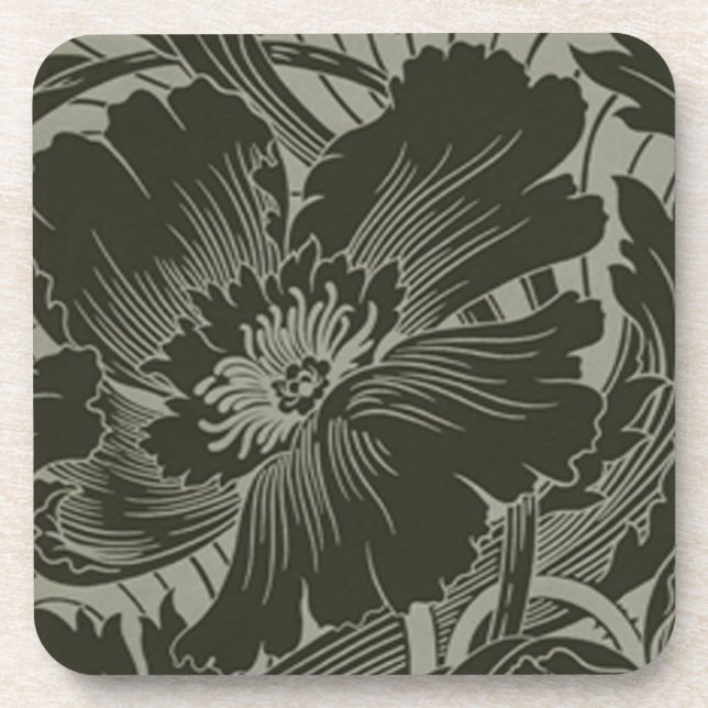 Posavasos Colas de arte de la línea de flores negras (Frente)