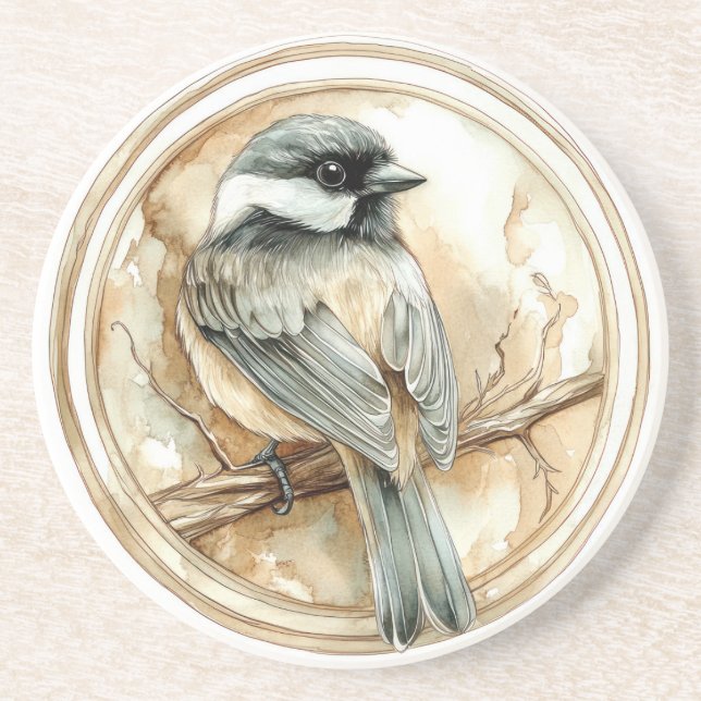 Posavasos Colección de chickadee Wild Tame y Timeless (Frente)