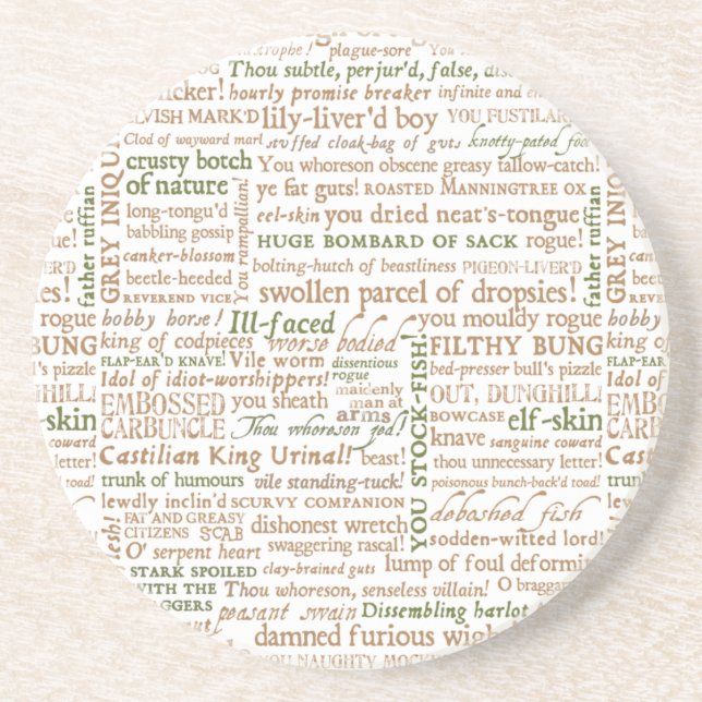 Posavasos Colección de insultos de Shakespeare (Frente)