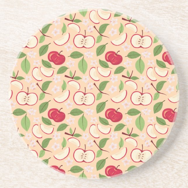 Posavasos Colección de patrones de cesta de frutas - manzana (Frente)