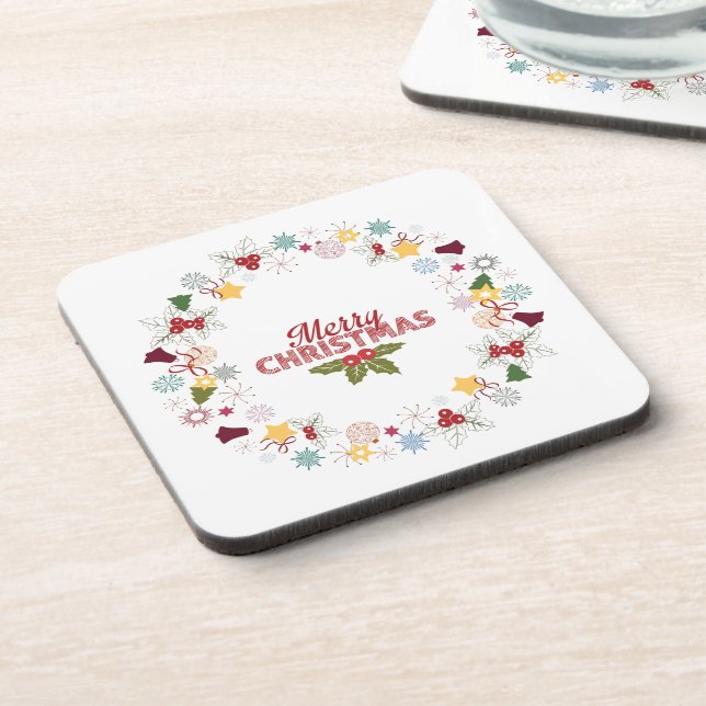 Posavasos Colección de saludos alegres de navidades (Lado Izquierdo)