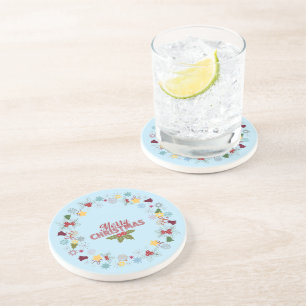 Posavasos Colección de saludos alegres de navidades