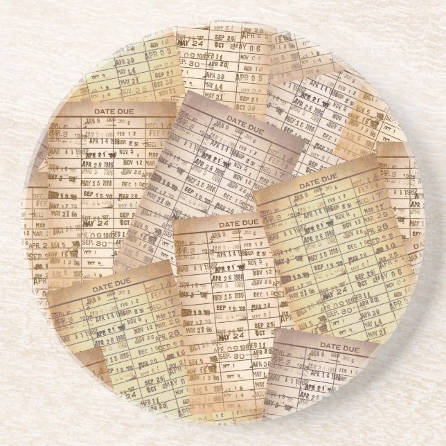 Posavasos Colección de tarjetas de biblioteca de vintage (Frente)