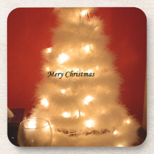 Posavasos Colección decorada de árbol de Navidad blanco