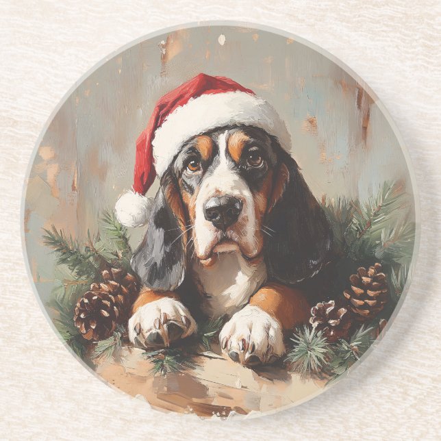 Posavasos Colgado de Basset en una pintura de aceite de Sant (Frente)