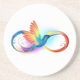 Posavasos Colibrí arcoiris con símbolo Infinity