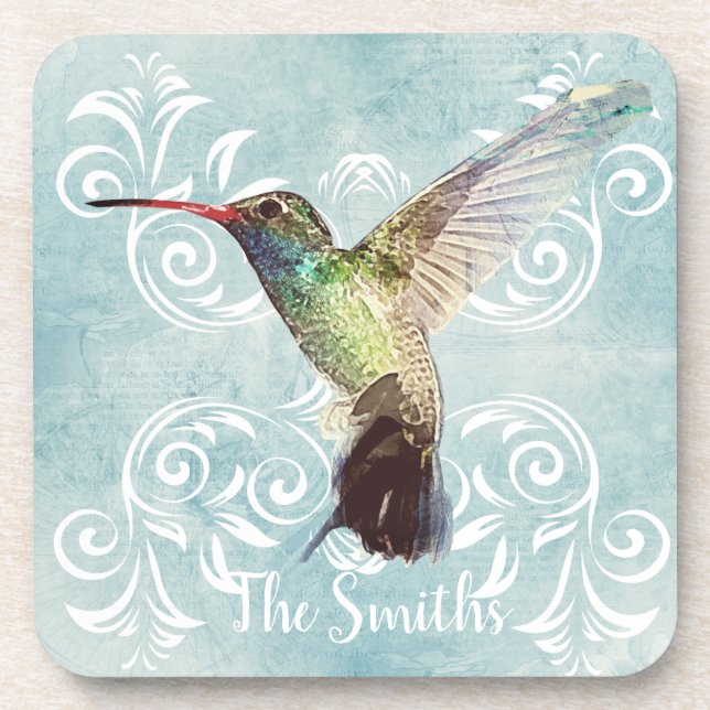 Posavasos Colibrí con fondo floreciente (Frente)