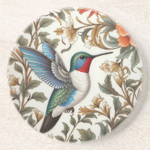 Posavasos Colibrí Volador Inspirado en William Morris