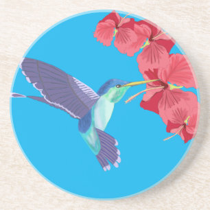 Posavasos Colibrí y Hibiscus rojo