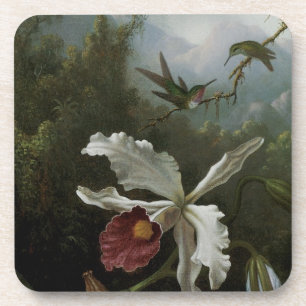 Posavasos Colibríes y Orquídea Blanca por Martin J. Heade