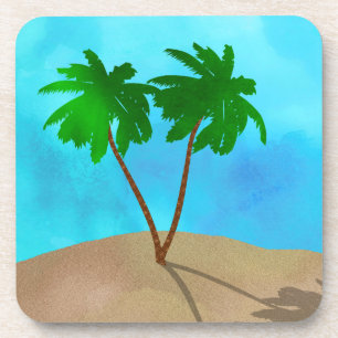 Posavasos Collage acuático Palm Tree Beach