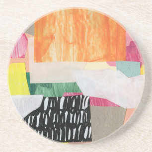Posavasos Collage art, colorido abstracto moderno.