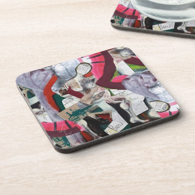 Posavasos Collage artístico abstracto pintado a mano (Lado Izquierdo)