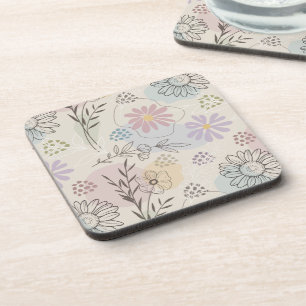 Posavasos Collage de flores silvestres pastel - Floral geomé