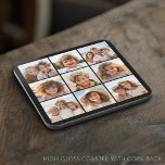 Posavasos Collage de fotos de Instagram con 9 fotos cuadrada<br><div class="desc">¡Usa tus fotos sin marcos en esta! Añade tus fotos e instantáneas favoritas a esta tira para un divertido guardián de la memoria. Una forma artística de mostrar tus mejores fotos para compartir fotos.</div>