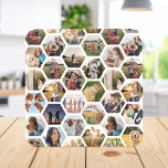 Posavasos Collage de fotos de patrón de hexágono geométrico<br><div class="desc">Crea tu propia montaña rusa de fotos. Este diseño presenta una disposición de imagen de plantilla en un patrón geométrico hexagonal</div>