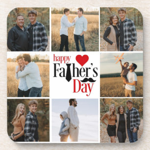 Posavasos Collage de fotos "Feliz Día del Padre" de plástico
