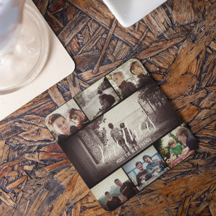 Posavasos Collage de fotos oscuro de los mejores amigos del 